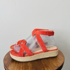 Able Red Leather Strappy Platform Sandals Women’s Size 6